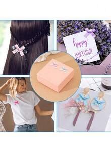 50Pcs/Pack Colorful Ribbon Bows Gift Packaging Decoration Handicraft Card Decoration, Hair Accessories, Jewelry Bows, Wedding Party Decoration,Christmas Decor,Room Decor,Home Decor-White Christmas For Holiday Gift Giving - White - View 7