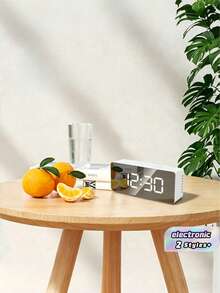 Đồng hồ báo thức LED đa chức năng hiện đại, Đồng hồ kỹ thuật số nhỏ có màn hình gương, Hiển thị nhiệt độ độ ẩm ngày tháng, Độ sáng có thể điều chỉnh, Cho phòng ngủ, bàn làm việc, Kệ văn phòng, Đồ dùng trang trí nhà tối giản thiết yếu - Nhiều màu - Xem 1