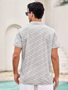 Mercer Haus Áo thun polo họa tiết chữ mùa hè cho nam, cổ bẻ nhẹ, thời trang, mặc đi làm công sở - trắng - Xem 2