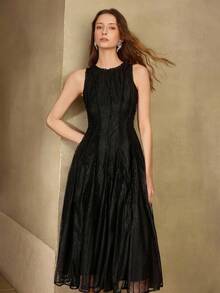 MOTF PREMIUM VESTIDO DE ENCAJE SIN MANGAS ELEGANTE PARA MUJER, ADECUADO PARA CITAS EN PRIMAVERA/VERANO - Negro - Ver 6