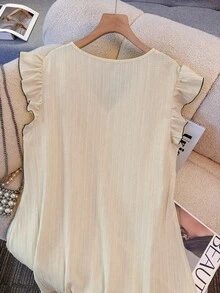 GlowEve CURVE 大码女式V领蝴蝶结装饰休闲派对连衣裙 - 杏色 - 查看 6