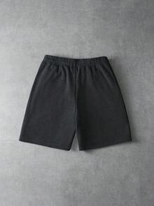 PAVTROS 男士街头风“标志性”手写休闲短裤，松紧腰抽绳设计，针织运动裤，极具辨识度的街头风格，轻盈舒适，休闲户外风，男女皆宜，适合日常休闲、街头穿搭、时尚、休闲运动、返校季、音乐节、情侣装、节日礼物、男友礼物等场合。 - 深灰色 - 查看 3