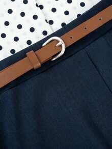 SHEIN Franclia Polka Dot Short Sleeve Casual Elegant Front Button 2 Pieces Set, Summer - Multicolor - View 5