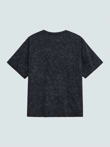 Modcrash Camiseta de manga corta con estampado de lema religioso minimalista retro para hombres, cómoda y transpirable, adecuada para el verano, de moda destacada - Negro - Ver 3