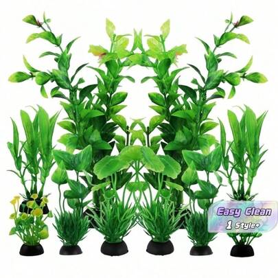10PCS Green Aquarium Accessories Plants, Fish Tank Decoration, Plastic Plants For Aquarium Decor