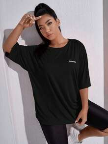 EMERY ROSE CURVE Áo thể thao Plus Size Lá thư - màu đen - Xem 3