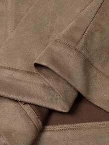 Manfinity Homme Men's Solid Color Raglan Sleeve Zip-Up Casual Minimalist Design Jacket Men Zip Up Jacket Men Jackets Casual Cropped Men Jacket Men Summer Jacket - Coffee Brown - View 7