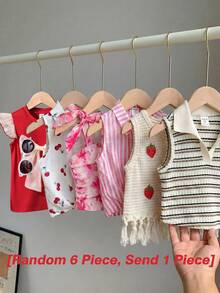 SHEIN 女童罗纹撞色荷叶边休闲圆领T恤 - 彩色 - 查看 3