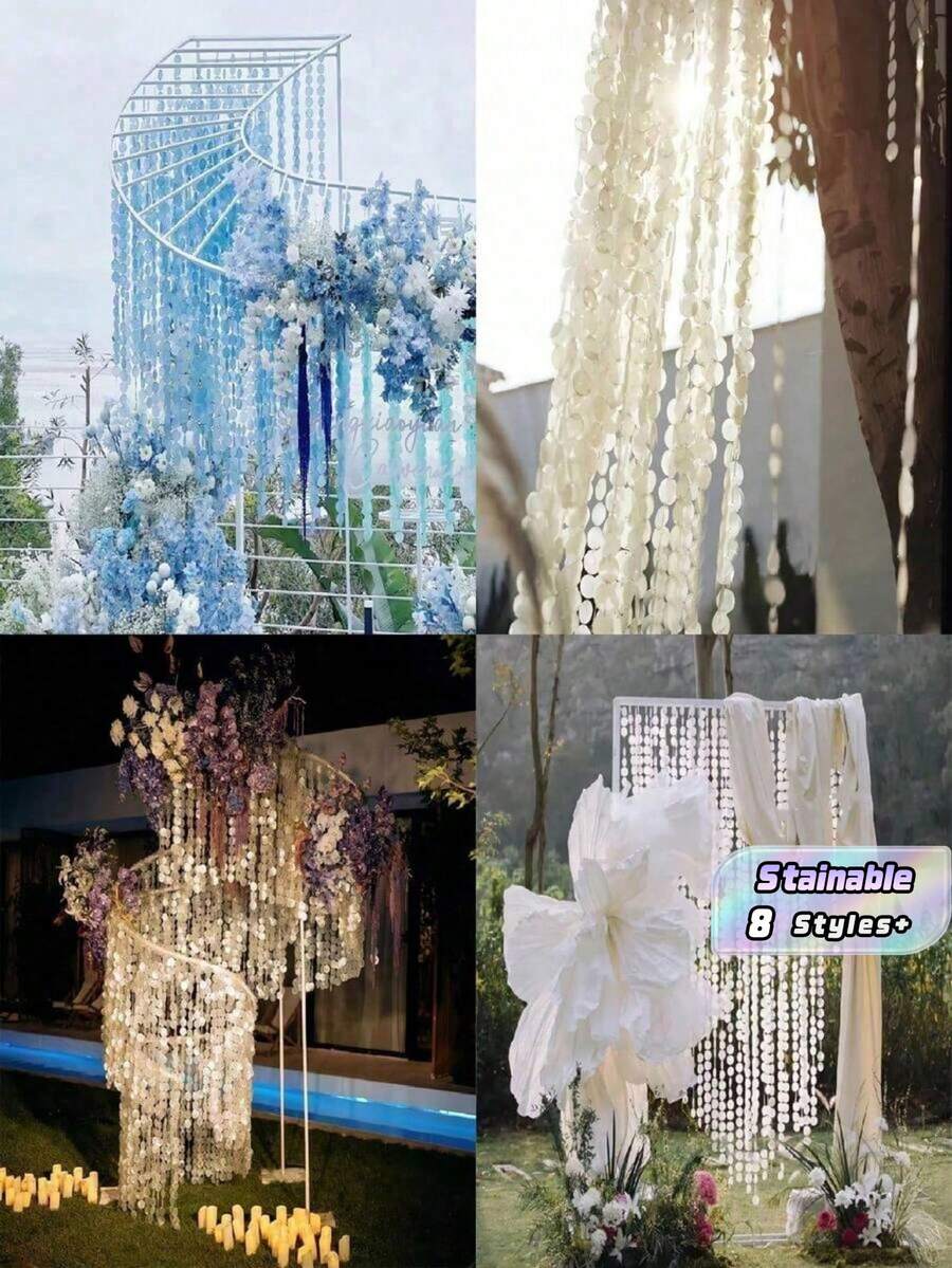 30/60/100 PCS Two Hole Shell Mirror Pieces DIY Craft Materials Stainable For Wind Chime Home Wedding Decor Gift Making Lamp Decoration Art Supplies - Multicolor - View 1