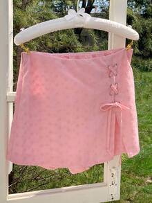 Comfortcana Women's Floral Embroidery Side Drawstring Culottes - Pink - View 6