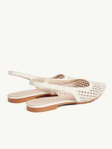 CUCCOO CHICEST Sandal Wanita Ujung Lancip, Terbuat dari Tenun Asli, Sambungan, Cocok untuk Perjalanan Sehari-hari, Kasual, Serbaguna, Modis, Sepatu Musim Panas Datar - Krem - View 5