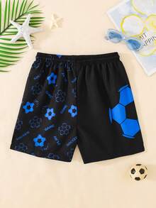 Celana Pendek Pantai Longgar Kasual Warna Neon Motif Sepak Bola Asimetris untuk Anak Laki-Laki Remaja, Cocok untuk Musim Panas, Pantai, Aktivitas Luar Ruangan, dan Berenang - MultiWarna - View 4