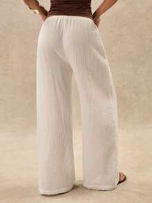 Easelle Bohemian Loose Palazzo Pants For Women - White - View 2