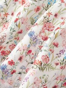 SHEIN MOD Đầm nghỉ mát thanh lịch dành cho nữ, họa tiết hoa, nơ và bèo nhún, cổ yếm. - Nhiều màu - Xem 4