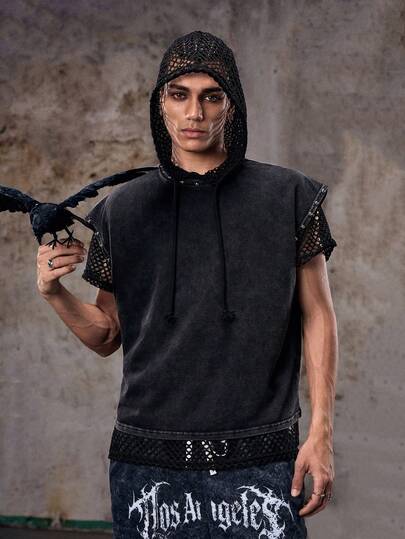 Skyrend Men's Summer Casual Black Silver Metal Studs Studded Rivet Beaded Armhole Trim Solid Plain Sleeveless Tank Top Muscle Tee Vest Vintage Streetwear Goth Gothic Punk Rock Biker Dark Style Y2K 2000s Style Acid Wash Distressed Going Out Club Party Concert Festival Rave Coachella Crew Neck Oversized Loose Fit Breathable Top,Men's Rivet Design Round Neck Casual Versatile Tank Top Studded Top Men Distressed Top Cropped Vest Men Goth Top