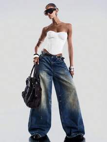 LYSMO 2026新款简约纯色不对称下摆塑形吊带背心，夏季背心，白色 - 白色 - 查看 7