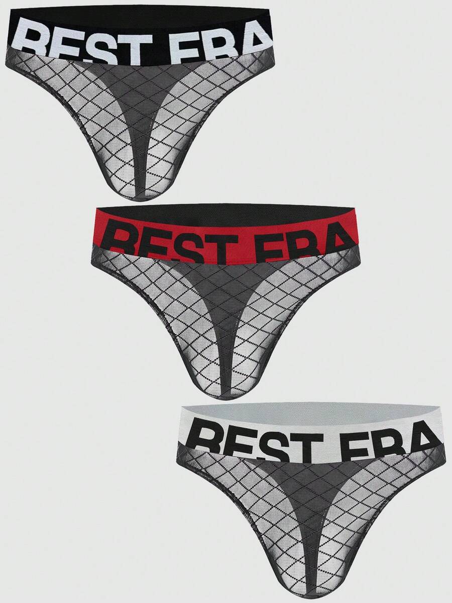 Rest Era 3 chiếc quần lót G-string nam thời trang, có chun co giãn, chất liệu lưới xuyên thấu, gợi cảm. - Nhiều màu - Xem 1