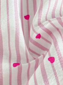 Vintaside Kids Conjunto de niña preadolescente con estampado de corazones a rayas - Perfecto para salidas diarias y reuniones casuales - Rosa Pálido - Ver 8
