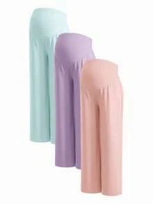 Modmama Pantalones anchos de maternidad de unicolor con cintura ajustable - Multicolor - Ver 14