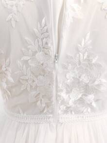 Girls' White Long Dress, High-End Two-Piece Formal Dress, Mid-Length Party Dress For Girl - White - View 7