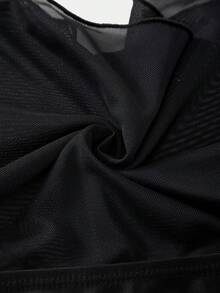 Women's Halter Tie Tankini Top And Triangle Bottoms Swimsuit Set, Suitable For Summer Vacation - Black - View 4
