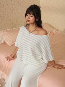 CovetEZ 春夏新款彩色条纹宽松加大码女式沙滩罩衫T恤 - 彩色 - 查看 5