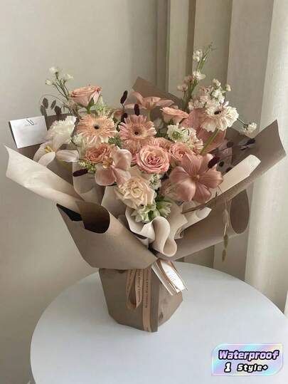 20 PIEZAS / 1 SET Papel de envoltura de ramo de flores a prueba de agua de unicolor, papel Oya, suministros de florería, papel de embalaje de flores de 58x58cm para boda, regalo de cumpleaños, manualidades DIY