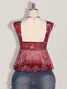SHEIN ICON Women's Casual Floral Print Camisole - Burgundy - View 2