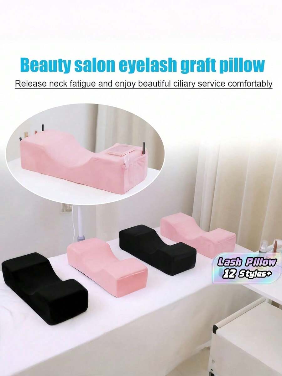 Special Neck Pillow For Beauty Lash Salons – Comfortable Velvet Beauty Memory Foam Pillow For Protecting The Neck During Beauty Lash Adhesion And Makeup Procedures. - Multicolor - View 1