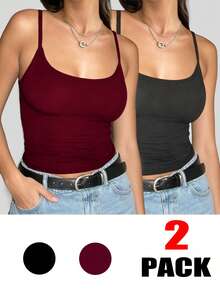 Zyxie Camiseta ajustada sin espalda de unicolor para mujer para uso diario en verano - Multicolor - Ver 3
