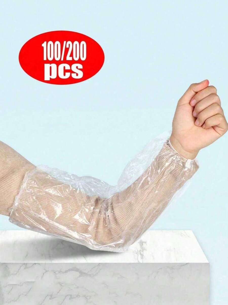 100/200只装一次性防水清洁袖套，一次性手臂防护手套，方便免洗袖套 - 多色 - 查看 1