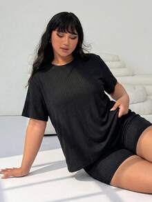 Solflare Black & White Striped Casual 2 Pieces Set, Comfortable For Spring/Summer - Multicolor - View 6