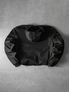 PAVTROS Men's Long Sleeve Zip Front Hooded Jacket - Black - View 2