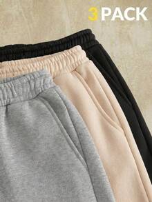 Manfinity RebelGame Pantalones cortos casuales para hombres de unicolor con cordón en la cintura y bolsillos - Multicolor - Ver 3