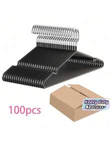 100PCS 60PCS 30PCS 20PCS 10PCS 1PC Rubber Coated Metal Hangers Non Slip Heavy Duty Space Saving Clothes Hangers Silver Hook For Shirt Dress Wardrobe Organizer - Multicolor - View 1