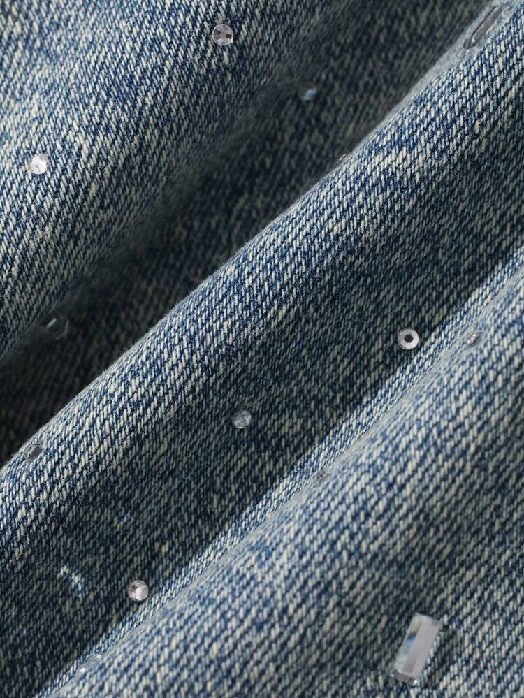 Women's Solid Color Front Button Camisole Fashion Denim Suit For Summer
