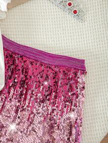 SHEIN 2件套 女童针织可爱图案背心和串珠裙套装 - 玫紅色 - 查看 13