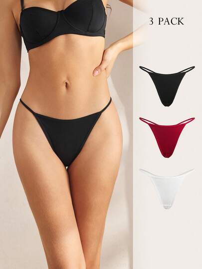Ocili Women's Multicolored Knitted Sexy G-String Panties (3pcs/Set)