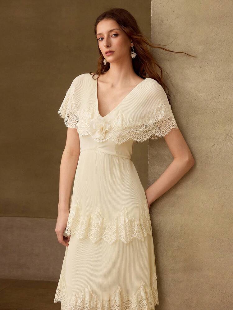 ELEGANT & DELICATE WOMEN'S CONTRAST LACE DRESS