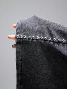 LYSMO Quần short dáng rộng, màu trơn, túi xéo, cạp chun, kiểu dáng thường ngày. - Màu xám đen - Xem 9