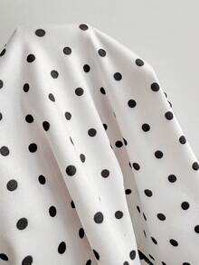 SHEIN PETITE Ensemble 2 pièces pour femmes composé d'un débardeur romantique en dentelle à pois blancs pour le printemps/été et d'un short confortable avec garniture en dentelle - Blanc - Voir 8