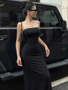 DAZY Women's V-Neck Bodycon Halter Dress Sun Dresses For Women Summer - Brown - View 4