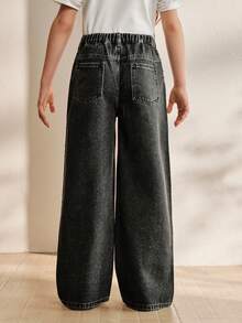 Anewsta Quần jeans ống đứng màu đen đính đá lấp lánh dành cho bé gái, kiểu dáng đi nghỉ mát. - màu đen - Xem 6