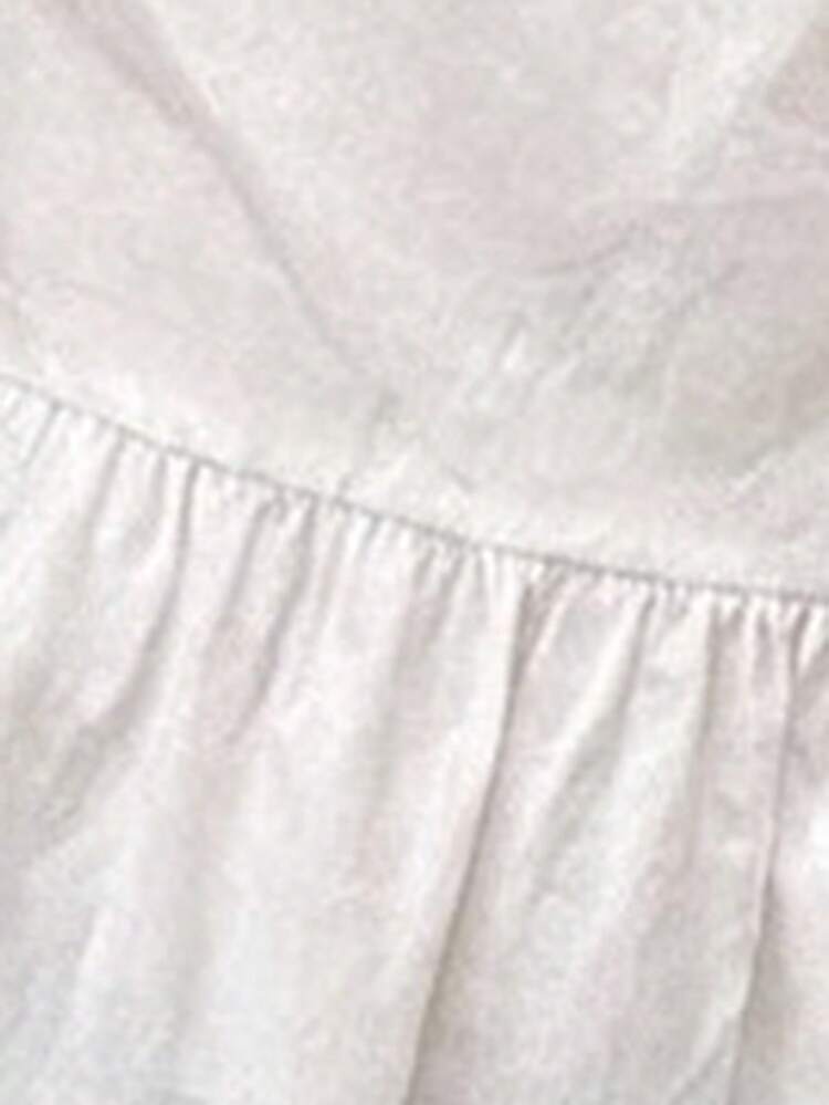 Women's Tie-Up Solid Color Casual Short Sleeve Shirt, Fresh Korean Style