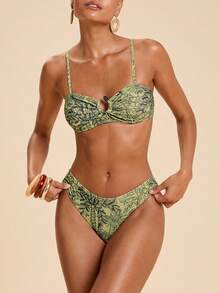 Travachic Bộ bikini gợi cảm in hoa dành cho nữ, thích hợp mặc đi biển mùa hè. - Nhiều màu - Xem 5