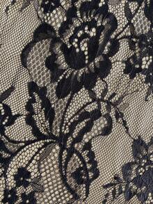 SHEIN Franclia Chân váy công sở thanh lịch cạp cao xẻ tà phối ren mới dành cho nữ - màu đen - Xem 3