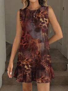 SHEIN LUNE Women's Printed Mini Dress, Suitable For Spring And Summer - Multicolor - View 4