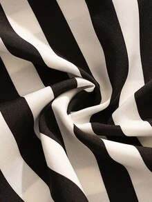 Franclia Fashionable Minimalist Black & White Striped Jumpsuit - Black and White - View 5