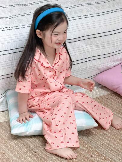 Dazy Kids Young Girl' Cute Contrast Color Collar Homewear Set (Small)