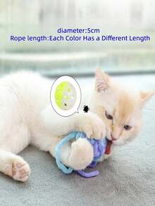 Đồ chơi tương tác mềm mại nhiều màu sắc cho mèo, bóng lông xù và sợi len, thích hợp cho mèo trong nhà tự chơi, đồ dùng cho mèo (màu ngẫu nhiên), quà tặng Giáng sinh. - Macaron màu ngẫu nhiên - Xem 6